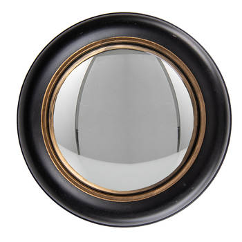Clayre & Eef Spiegel Ø 27 cm Zwart Goudkleurig Hout Glas Rond Grote Spiegel Zwart Grote Spiegel