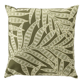 Dutch Decor - SAMUEL - Buitenkussen 45x45 cm - outdoor - waterafstotend en uv-bestendig - bladprint - Olive Branch - gro