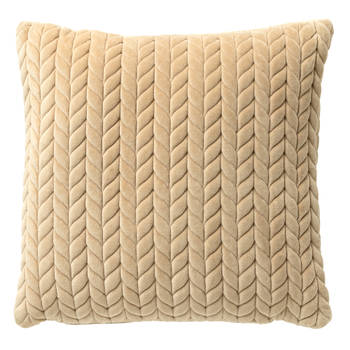 Dutch Decor - MELINA - Sierkussen 45x45 cm - luxe visgraatmotief - effen kleur - Irish Cream - beige