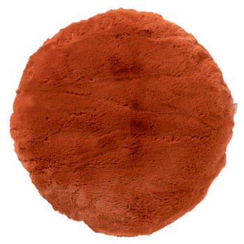 Dutch Decor - ZAYA - Sierkussen Ø45 cm rond - bontlook - effen kleur - Potters Clay - oranje