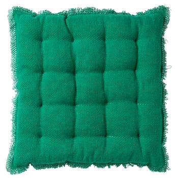 Dutch Decor - BURTO - Stoelkussen 40x40 cm - gewassen katoen - Emerald - groen