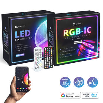 Lideka Slimme RGBIC LED Strip 10m + RGB 10m