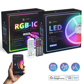 Lideka Slimme RGB LED Strip 10M + RGBIC LED Strip 5M