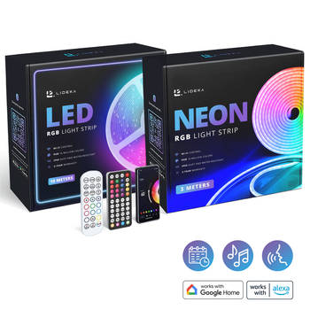 Lideka Slimme NEON RGB LED Strip 3 Meter + RGB LED Strip 10 Meter
