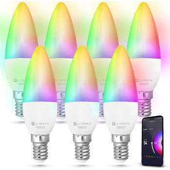 Lideka Slimme LED Smart Lampen - E14 - Set Van 7 - Google, Alexa en Siri