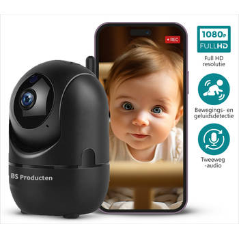 BS Producten Beveiligingscamera - Huisdiercamera - WiFi - Full HD - Beweeg en geluidsdetectie-Zwart