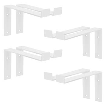 ML-Design 8 stuks plankbeugel 25x4x14,5cm wit, gemaakt van metaal, 10 inch plankbeugels, industriële plankbeugels,