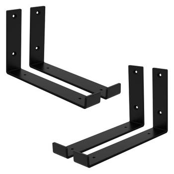 ML-Design 4-delige plankbeugel, 25x4x14 cm, zwart, metaal, 10 inch plankbeugels, industriële plankbeugels, planksteun