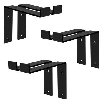 ML-Design 6 stuks plankbeugel 20x4x14,5 cm, zwart, metaal, 8 inch plankbeugels, industriële plankbeugels, planksteun