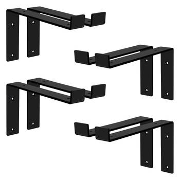 ML-Design 8-delige plankbeugel, 25x4x14,5 cm, zwart, metaal, 10 inch plankbeugels, industriële plankbeugels, planksteun