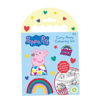 Peppa Pig - Meeneem Kleurset - 5 Waskrijtjes & 64 Kleurplaten - 3+ Jaar