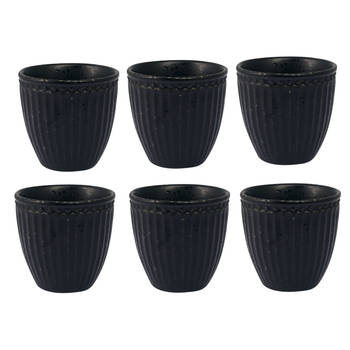 6x GreenGate Espresso kopjes (Mini Latte Cup) Alice Volcano Zwart 125 ml - Espressokopjes set