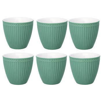6x GreenGate Espresso kopjes (mini latte cup) Alice Dusty groen - 125ml - Espressokopjes set