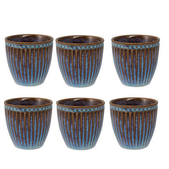 Koffiebeker set 6x - GreenGate Beker (Latte Cup) Alice oyster blauw 350 ml - Ø 10 cm