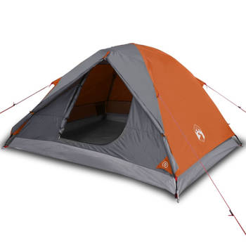 vidaXL Tent 3-persoons waterdicht verduisterend stof grijs en oranje