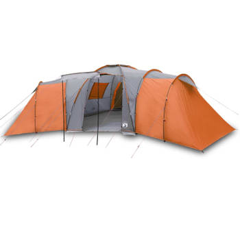 vidaXL Tent 12-persoons 840x720x200 cm 185T taft grijs en oranje