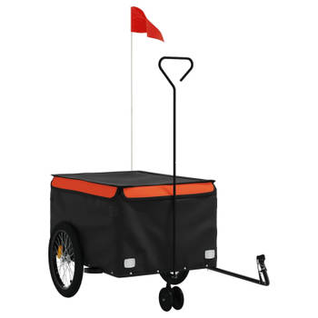 vidaXL Fietstrailer 45 kg ijzer zwart en oranje