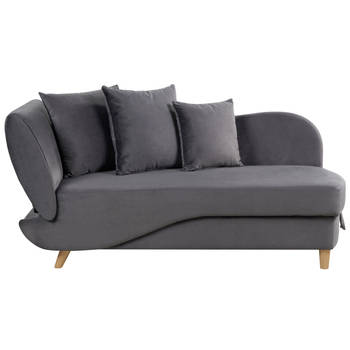 Beliani MERI - Chaise longue-Grijs-Fluweel