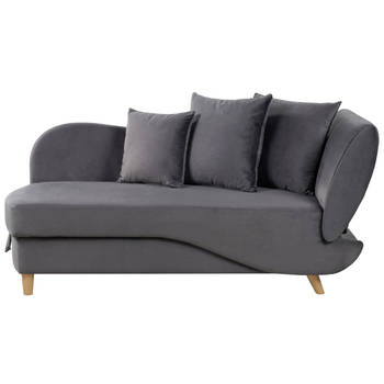 Beliani MERI - Chaise longue-Grijs-Fluweel