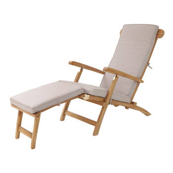 AXI Costa ligstoel van Teak Hout met Kussen Lounger Deckchair / Tuinligstoel verstelbaar in 4 standen