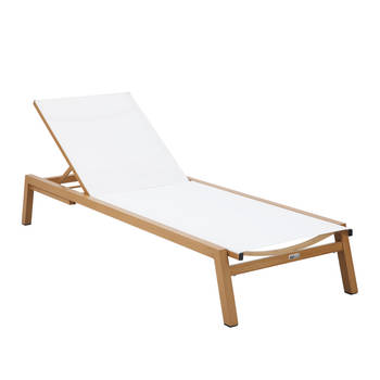 AXI Logan Ligbed in Hout Look / Crème Lounger met Aluminium frame verstelbaar in 5 standen