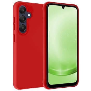 Basey Samsung Galaxy A25 Hoesje Siliconen Hoes Case Cover -Rood