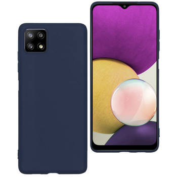 Basey Samsung Galaxy M22 Hoesje Siliconen Hoes Case Cover - Donkerblauw