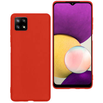 Basey Samsung Galaxy M22 Hoesje Siliconen Hoes Case Cover -Rood