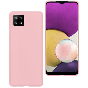 Basey Samsung Galaxy M22 Hoesje Siliconen Hoes Case Cover -Lichtroze