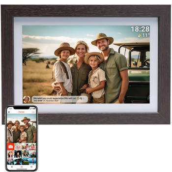 Denver Digitale Fotolijst 10.1 inch - Hout - HD - Frameo App - Fotokader - WiFi - 16GB - PFF1042DW