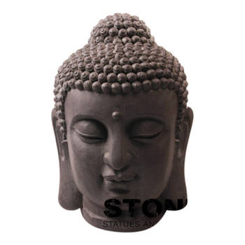 stonE'lite - Boeddha hoofd M 42 cm zwart Fiberclay