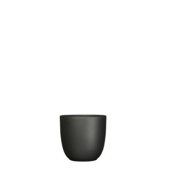 3 stuks - Mica Decorations - Bloempot Pot rond es/10.5 tusca 11 x 12 cm zwart mat Mica