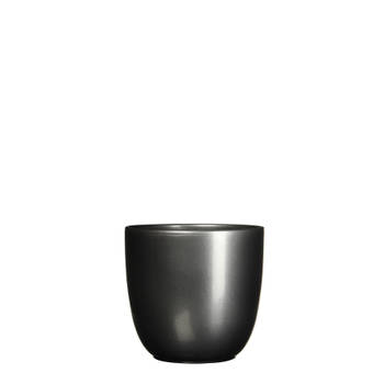 3 stuks - Mica Decorations - Bloempot Pot rond es/12 tusca 13 x 13.5 cm antraciet Mica