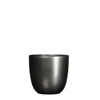 2 stuks - Mica Decorations - Bloempot Pot rond es/13 tusca 14 x 14.5 cm antraciet Mica