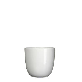 3 stuks - Mica Decorations - Bloempot Pot rond es/12 tusca 13 x 13.5 cm wit Mica