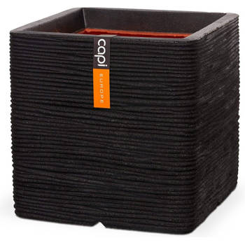 Capi Europe - Bloempot vierkant Rib NL - 40 x 40 cm - Zwart