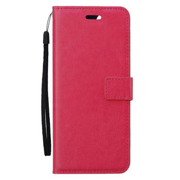 Basey Samsung Galaxy A55 Hoesje Book Case Kunstleer Cover Hoes - Donkerroze