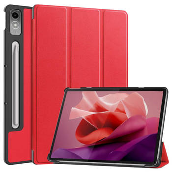 Basey Lenovo Tab P12 Hoes Case Tablet Hoesje Tri-fold - Lenovo Tab P12 Hoesje Hard Cover Bookcase Hoes - Rood