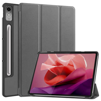 Basey Lenovo Tab P12 Hoes Case Tablet Hoesje Tri-fold - Lenovo Tab P12 Hoesje Hard Cover Bookcase Hoes - Grijs