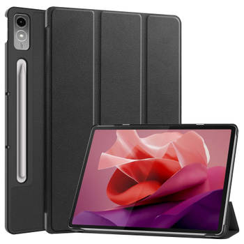 Basey Lenovo Tab P12 Hoes Case Tablet Hoesje Tri-fold - Lenovo Tab P12 Hoesje Hard Cover Bookcase Hoes - Zwart