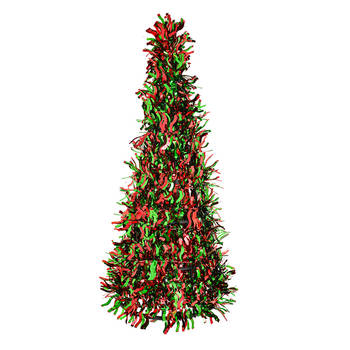 Clayre & Eef Kerstdecoratie Kerstboom Ø 18x48 cm Rood Kunststof Rood