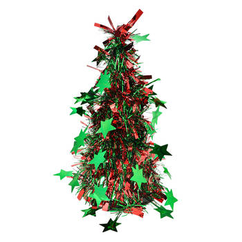 Clayre & Eef Kerstdecoratie Kerstboom Ø 12x25 cm Rood Kunststof Rood