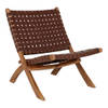 Perugia fauteuil stoel opvouwbaar leer,teak.