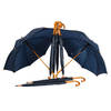 8x Stevige Automatische Paraplu - Navy Blauw - Houten Stok en Handvat - Polyester en Aluminium Materiaal – 89x98cm