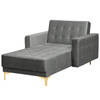 Beliani ABERDEEN - Chaise longue-Grijs-Fluweel