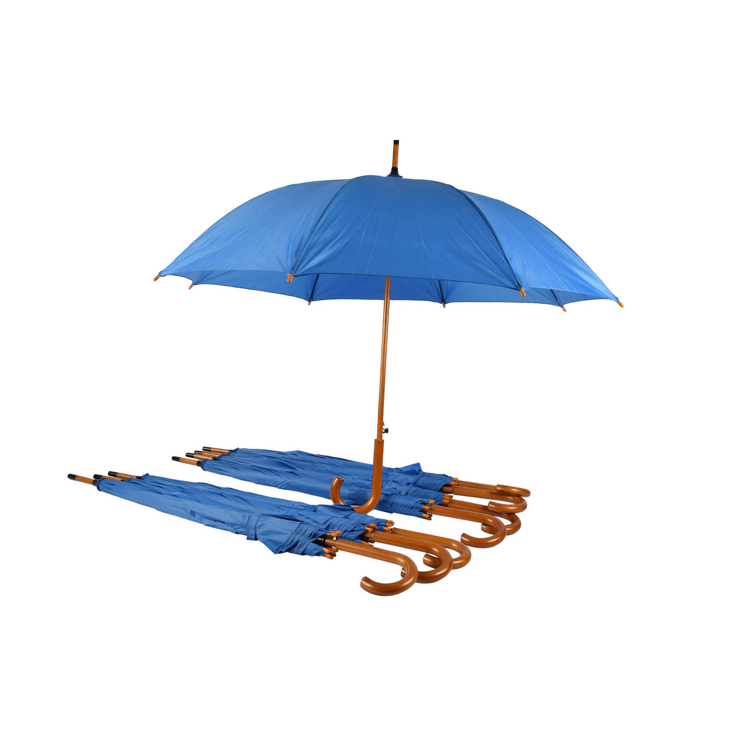 Set van 8 Automatische en Windproof Paraplu's voor Volwassenen | 102cm Diameter met Houten Handvat | Sky Blauw