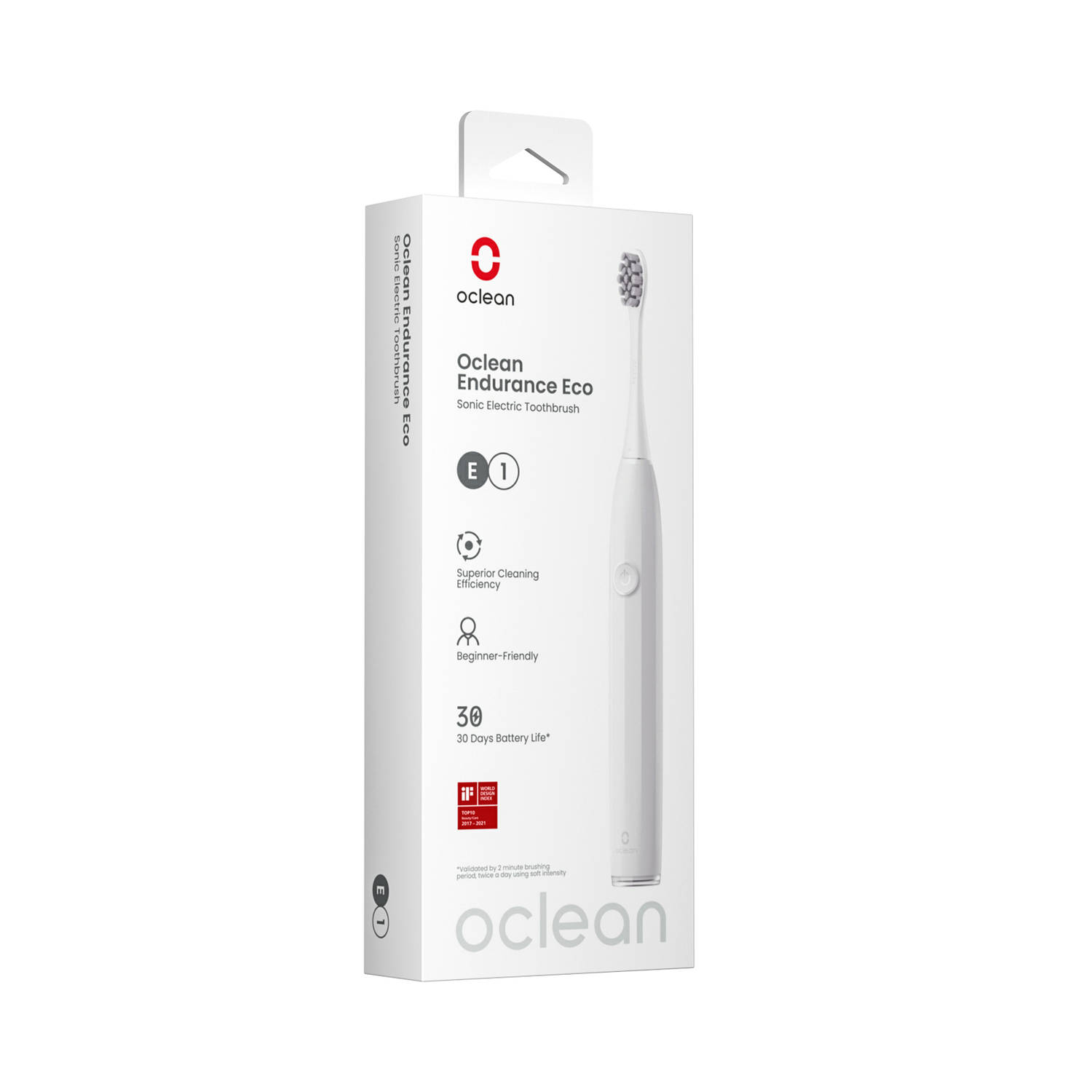 Oclean Endurance Eco - Elektrische tandenborstel - Speciaal ontworpen voor Beginners - Beschermd Tandvlees en Glazuur - Wit - C01000424
