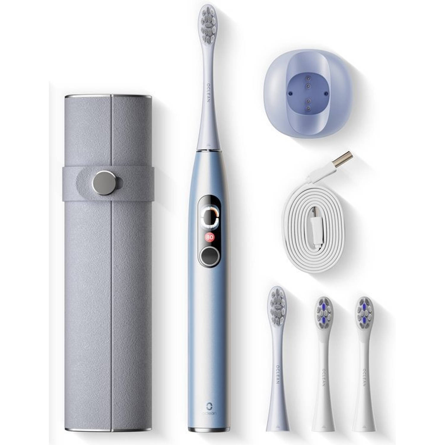 Oclean X Pro Digital Set - Elektrische Tandenborstel - Speciale Opzetborstel voor Tandplak - 4 Opzetborstels - Reisetui