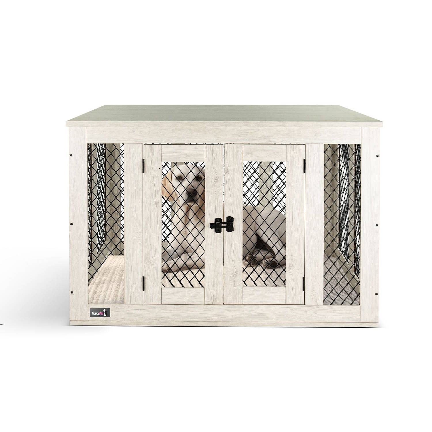 MaxxPet Houten Hondenbench - Hondenhuisje voor binnen - Hondenhok - kennel - 94x60x72cm