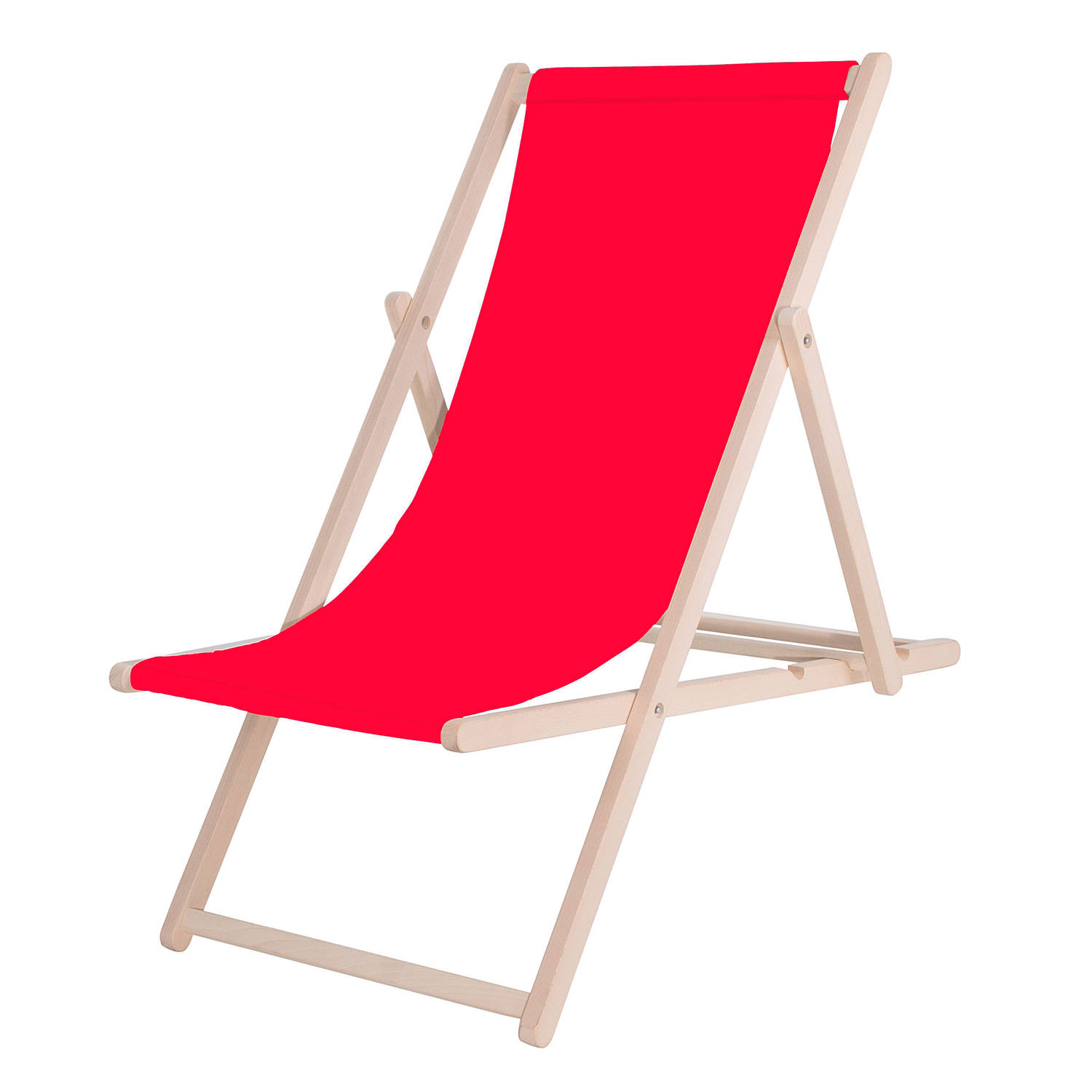 Springos Strandstoel - Verstelbaar - Beukenhout - Hangemaakt - Rood